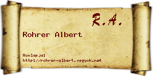 Rohrer Albert névjegykártya